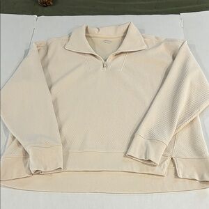 BCG brand size XL cream color pullover sweatshirt with zip neck